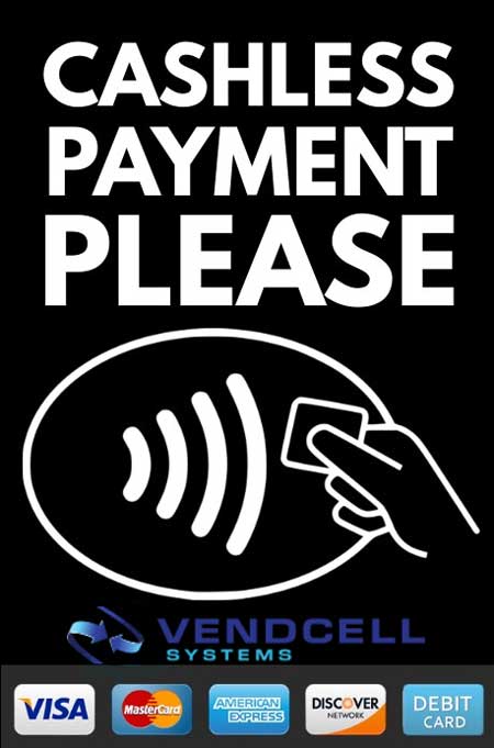 VENDCELL Cashless Payment Systems - credit card reader sticker - cashless vending machine